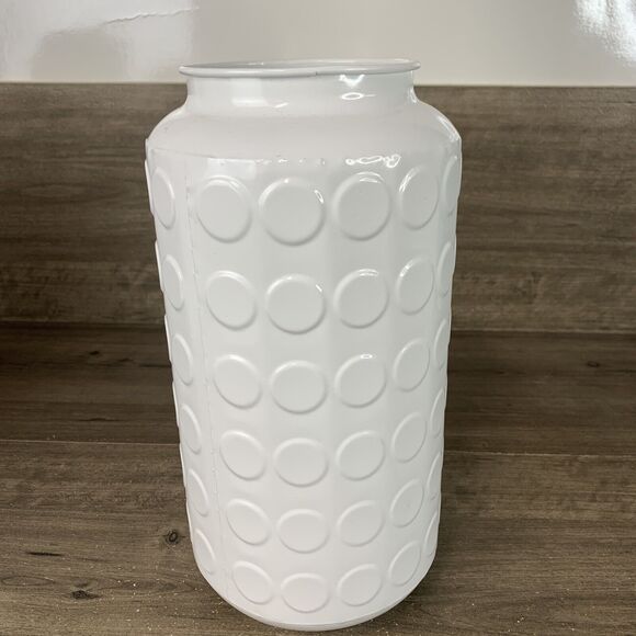 Nordstrom Rack Metal Jar Design Vase With Embossed Spotted Design, White - Picture 4 of 12